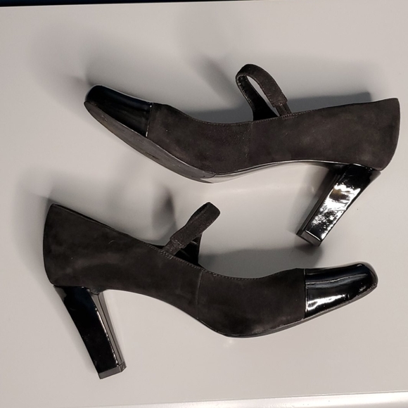 Franco Sarto Mary Janes Black Suede Pumps - Picture 7 of 16